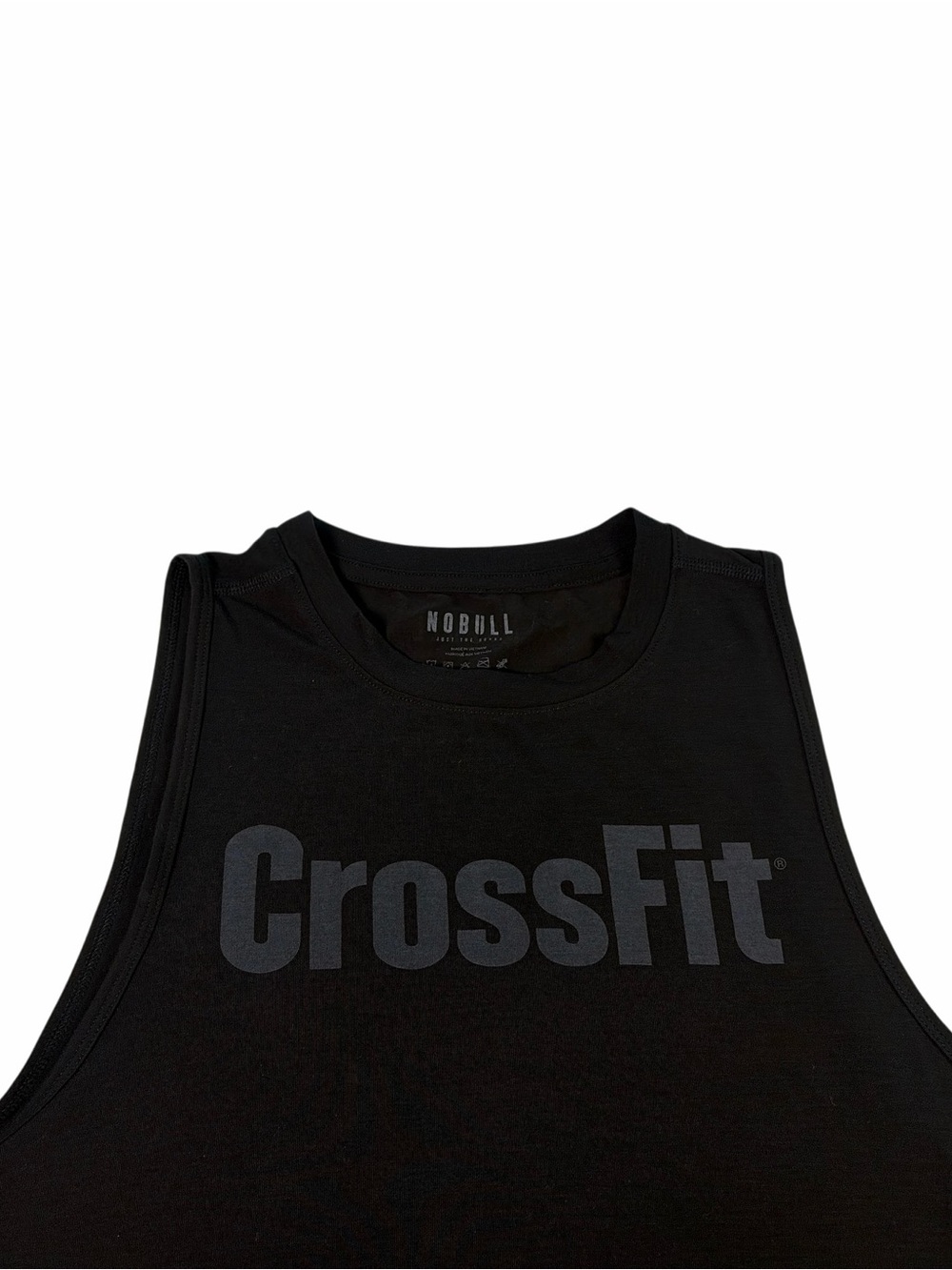 2-NOBULL Womens Black/Gray High Neck Cropped Muscle Tank Top S Athletic CrossFit - Picture 4 of 12